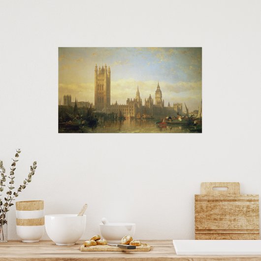 Nieuw paleis van Westminster uit de Theems Poster (Keuken)