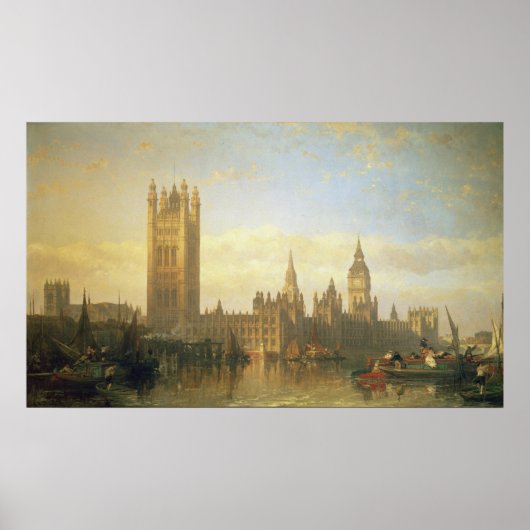 Nieuw paleis van Westminster uit de Theems Poster (Voorkant)