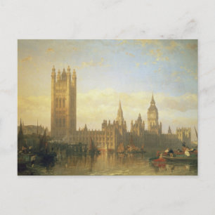 Nieuw Paleis van Westminster van de Rivier Theems Briefkaart