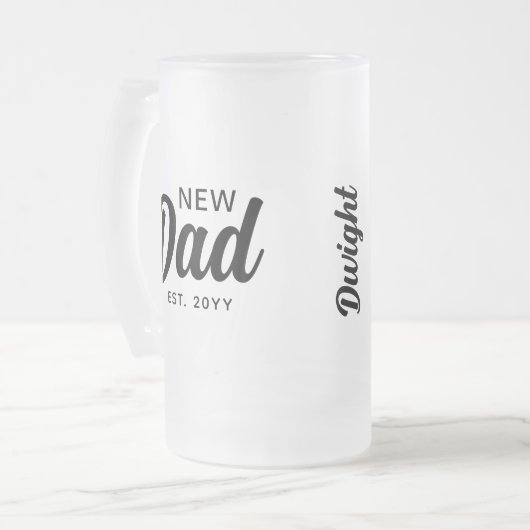 Nieuw Papa Zwart Script gepersonaliseerd Matglas Bierpul (Voorkant links)