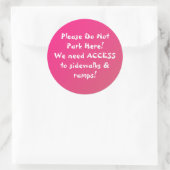 NIEUW! Parkeer hier niet STICKERS! Ronde Sticker (Tas)