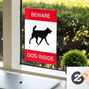 NIEUW! Pas op voor hond binnen - Raamklemmen Raamsticker
