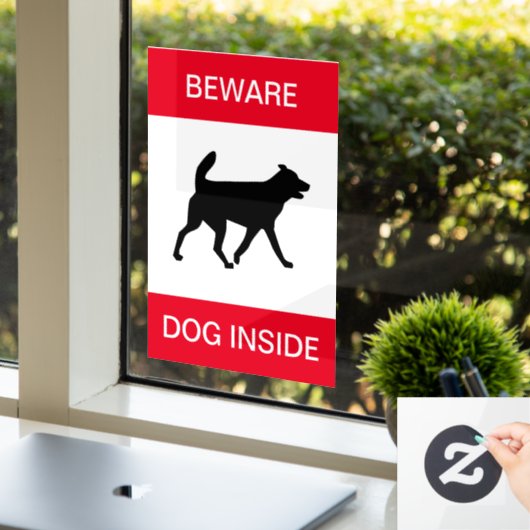 NIEUW! Pas op voor hond binnen - Raamklemmen Raamsticker (Kantoor)