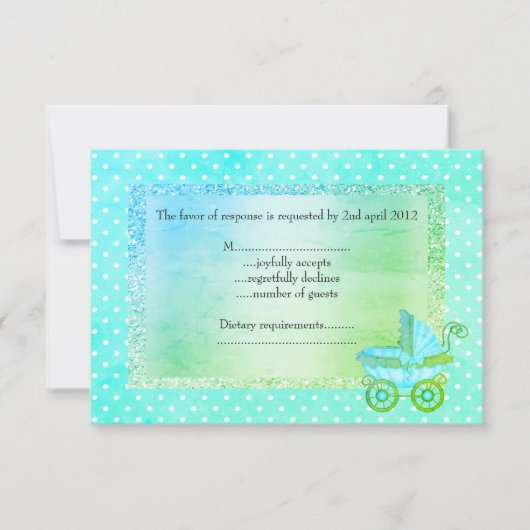 nieuw pastelstip baby shower rsvp (Voorkant)