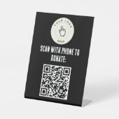 NIEUW! Pedestal Sign - 6" x 8" - QR-code Doneren Reclamebord Met Voetstuk (Voorkant)