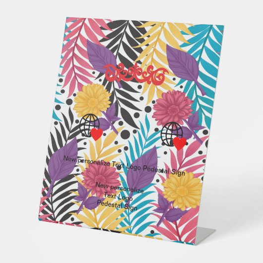 Nieuw personaliseer Tekst Logo Pedestal Sign Reclamebord Met Voetstuk (Voorkant)