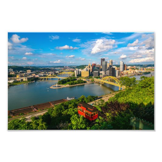 *Nieuw Pittsburgh City Uitzicht met Incline fotopr Foto Afdruk (Voorkant)