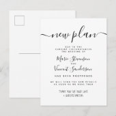 Nieuw Plan Black en White Postponed Wedding Uitnodiging Briefkaart (Voorkant / Achterkant)