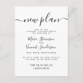 Nieuw Plan Black en White Postponed Wedding Uitnodiging Briefkaart (Voorkant)