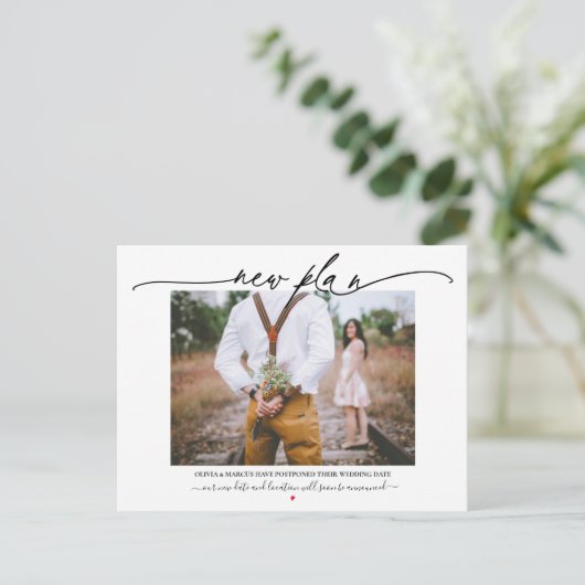 Nieuw plan Calligrafie Weddenschap Uitstel Briefkaart (Staand voorkant)