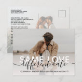 Nieuw plan eenvoudige typografie bruiloft wijzigen aankondigingskaart (Voorkant / Achterkant)