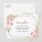 Nieuw Plan Elegante Blush Bloemen Geometrische bru Briefkaart (Voorkant / Achterkant)