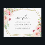 Nieuw Plan Elegante Blush Bloemen Geometrische bru Briefkaart<br><div class="desc">Nieuw Plan Elegant Blush Bloemen Geometrische bruiloft Briefkaart</div>