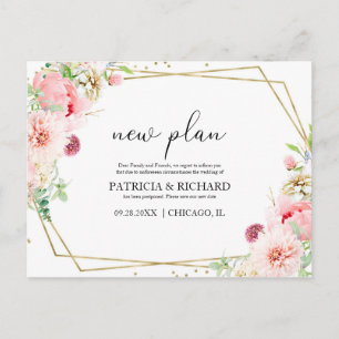 Nieuw Plan Elegante Blush Bloemen Geometrische bru Briefkaart