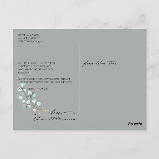 Nieuw Plan Fotokalligrafie Weduwschap Eucalyptus Briefkaart (Achterkant)