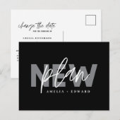 Nieuw plan moderne typografie bruiloft verandert d aankondigingskaart (Voorkant / Achterkant)