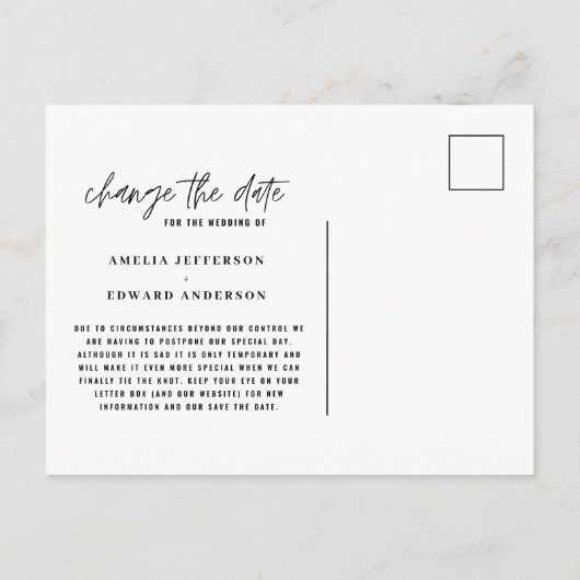 Nieuw plan moderne typografie bruiloft verandert d aankondigingskaart (Achterkant)
