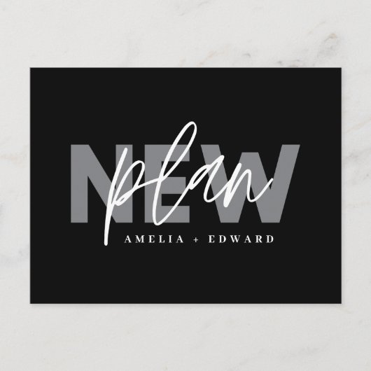 Nieuw plan moderne typografie bruiloft verandert d aankondigingskaart (Voorkant)