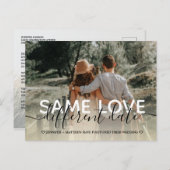 Nieuw plan moderne typografie bruiloft verandert d aankondigingskaart (Voorkant / Achterkant)