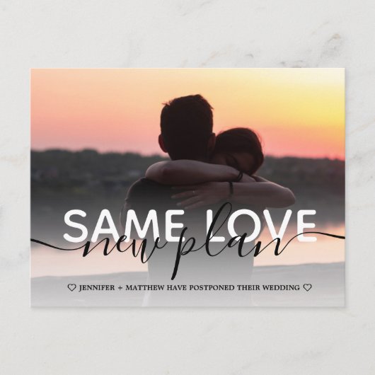 Nieuw plan moderne typografie bruiloft verandert d aankondigingskaart (Voorkant)