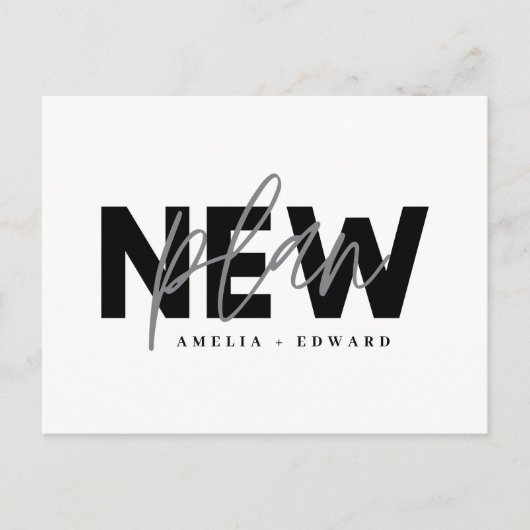 Nieuw plan moderne typografie bruiloft verandert d aankondigingskaart (Voorkant)