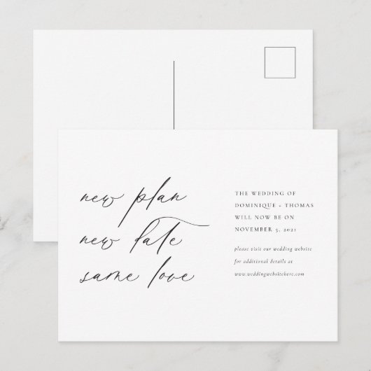 Nieuw plan Nieuwe datum Zelfde liefde Briefkaart (Voorkant / Achterkant)