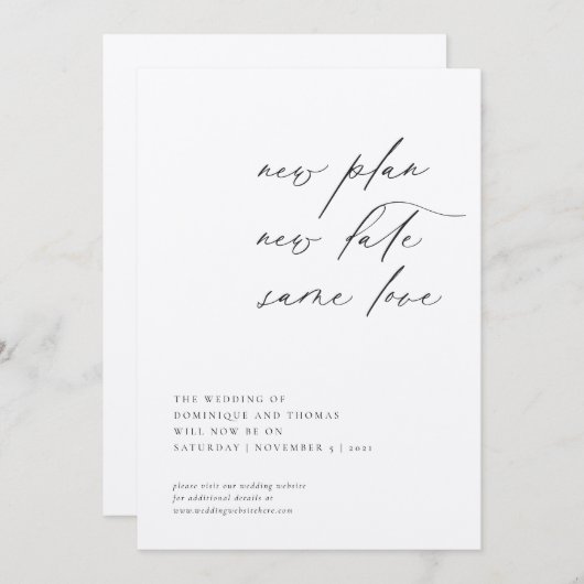 Nieuw Plan Nieuwe Datum Zelfde liefdesverandering Kaart (Voorkant / Achterkant)