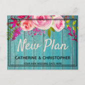 Nieuw plan Rustic Blue Wood Floral Weddenschap uit Briefkaart (Voorkant)