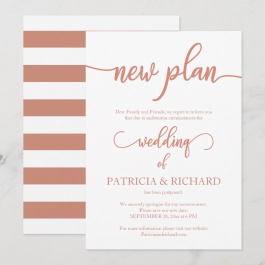 Nieuw plan uitgesteld bruiloft elegant Roos goud Kaart (Voorkant / Achterkant)