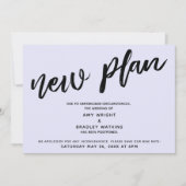 Nieuw plan Uitgestelde bruiloft Lavendel aankondig Kaart (Voorkant)