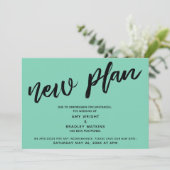 Nieuw plan uitgestelde bruiloft Lucite groene kaar Kaart (Staand voorkant)