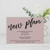 Nieuw plan uitgestelde bruiloft stoffig roze roze  kaart (Staand voorkant)