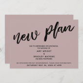 Nieuw plan uitgestelde bruiloft stoffig roze roze  kaart (Voorkant / Achterkant)