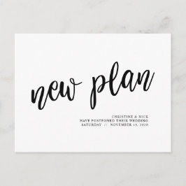 Nieuw plan, uitstel huwelijk, minimaal zwart briefkaart