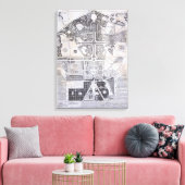 Nieuw plan van de stad Versai, het kasteel en de t Canvas Afdruk (Insitu (Woonkamer))