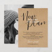 Nieuw plan Wijzig de datum Foto bruiloft geannulee Aankondigingskaart (Voorkant / Achterkant)