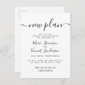 Nieuw plan Zwart en Wit Uitgestelde Bruiloft Uitnodiging Briefkaart (Voorkant / Achterkant)