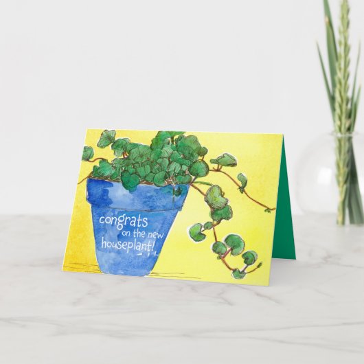 Nieuw Plant Felicitaties Blue Clay Pot Sunlight Kaart (Voorkant)