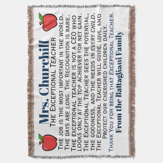 NIEUW Populair UITZONDERLIJK Leraar Bedankt Gooi Deken (Voorkant Verticaal)