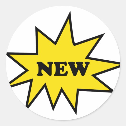 Nieuw productpictogram ronde sticker (Voorkant)