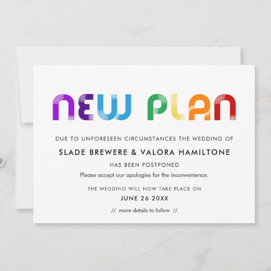 Nieuw regenboogplan uitgestelde trouwkaart kaart (Voorkant)