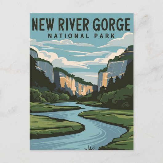 Nieuw River Gorge Nationaal Park Minimale Illustra Feestdagenkaart (Voorkant)