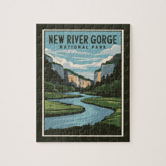 Nieuw River Gorge Nationaal Park Minimale Illustra Legpuzzel (Verticaal)