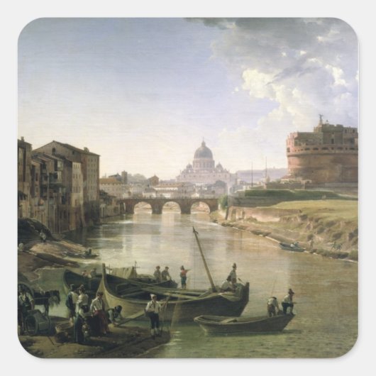 Nieuw Rome met het Castel Sant'Angelo Vierkante Sticker (Voorkant)