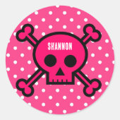 NIEUW! Ronde Sticker - Schedel Botten (naam toevoe (Voorkant)