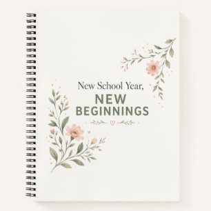 Nieuw schooljaar Leraar Bloemig Nieuwe Beginnen Notitieboek