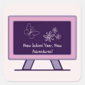Nieuw schooljaar, nieuwe avonturen terug naar scho vierkante sticker (Voorkant)