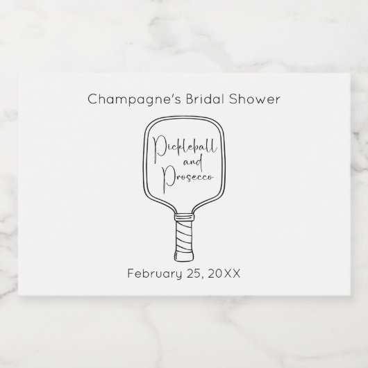 Nieuw Script Pickleball & Prosecco Vrijgezellenfee Sparkling Wijnetiket (Enkel label)