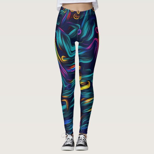 Nieuw Seizoen Abstracte Kleurrijke Design Leggings (Voorkant)