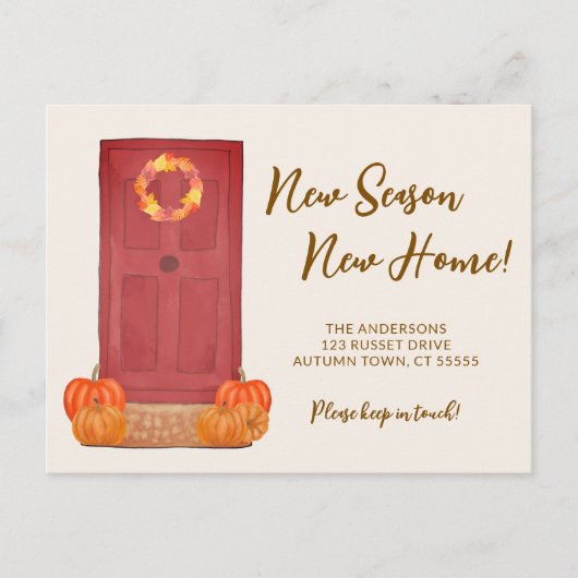 Nieuw Seizoen Nieuw Home Pumpkin Door Herfst Aankondigingskaart (Voorkant)